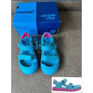 Stride Rite Made2Play Girl Sandals Size 8 M Phibian Shoes Blue Pink